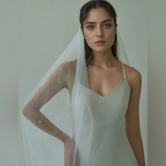 Stunning Wedding veil white bridal pearls bow elegant brand new ✨✨🔥🔥🔥 New - Picture 3 of 7
